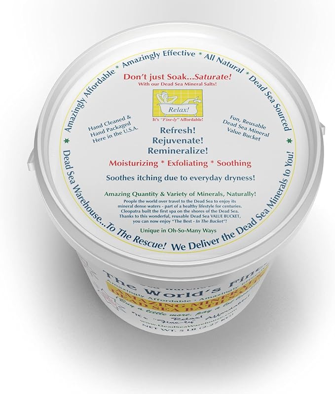 Dead Sea Warehouse-Amazing Minerals Dead Sea Bath Salts,100% Full Mineral Therapeutic Bath Salts, Detoxifying & Moisturizing, Exfoliating for Dry Skin, Unscented(5 lbs)