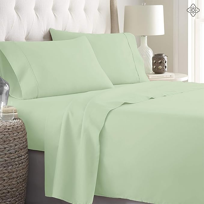 Bioweaves 100% Organic Cotton Sheets, 300 Thread Count 3-Piece GOTS Certified Bed Sheet Set Fits Mattress Upto 17" Deep Pocket, Soft & Silky Sateen Weave (Twin, Pastel Green)
