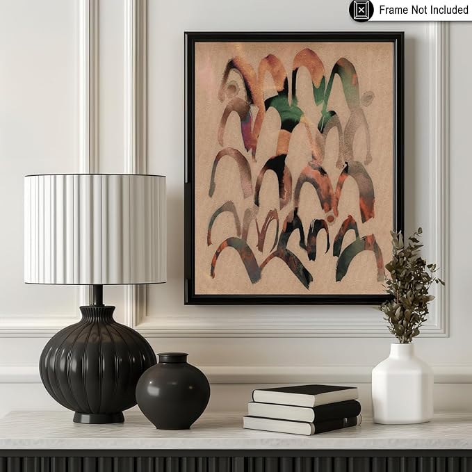 Monem Art Abstract Arch Mark Making Painting Print - Contemporary Peach and Mocha Art Poster - Wall Decor for Living Room, Bedroom or Office - 8x10 Unframed Wall Art by Renee Stramel