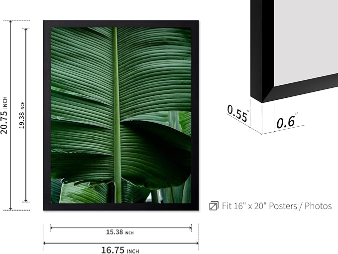 Monem Art Tropical Banana Leaf Photography Print - Minimalist Botanical Nature Poster - Wall Decor for Living Room, Bedroom or Office - 16x20 Black Framed Wall Art by Mareike Bohmer
