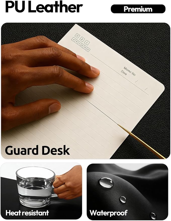 YSAGi Leather Desk Protector, Office Mat, Large Mouse Mat, Non-Slip PU Leather Blotter, Laptop Desk Mat, Waterproof Writing Pad for Office and Home(Black, 63" x 17.2")