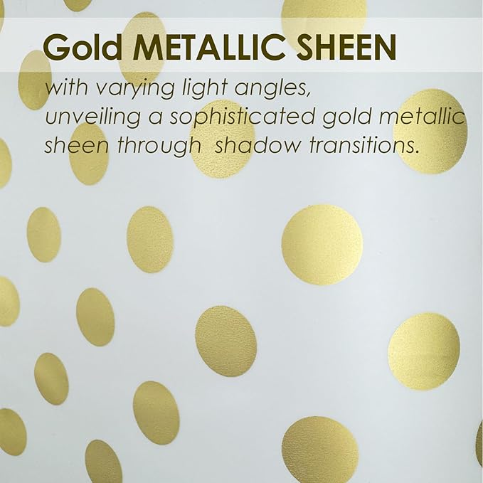 Plastic Shower Curtain Liner, Waterproof Printed PEVA Shower Curtain with Design, Golden Polka Dots Pattern, Rustproof Grommets, Standard Size 70x72 Bathtub Curtain for Bathroom (Pack of 1)