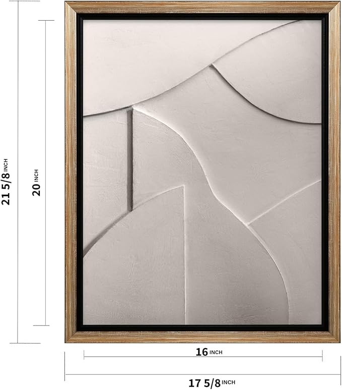 Monem Art Minimalist White Geometric Texture Print - Abstract Scandinavian Wall Art Poster - Wall Decor for Living Room, Bedroom or Office - 16x20 Silver Framed CANVAS Wall Art by Mareike Bohmer