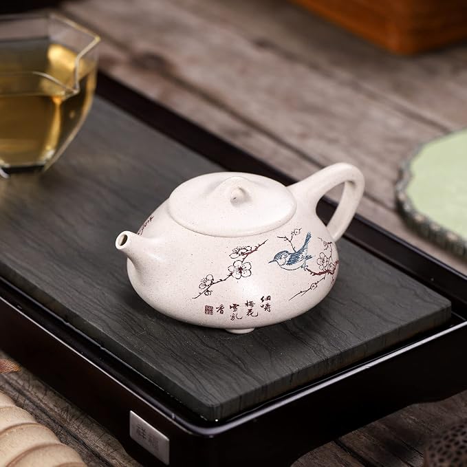 Zisha Teapot,Chinese Genuine Yixing Clay Teapot 8.6 Oz, Infuse Brew Kung Fu Loose Leaf Tea Maker -Shipiao,White Duanni Clay