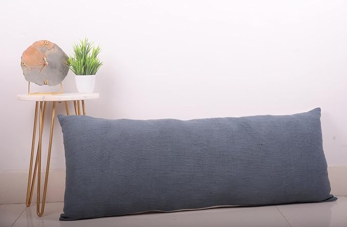 Trade Star Mudcloth Cushion Cover Handloomed Cotton Pillow Case Decorative Spring Breathable Cushion Case Body Hug Pillow Cover Modern (Dark Grey Solid 14X36 INCHES)