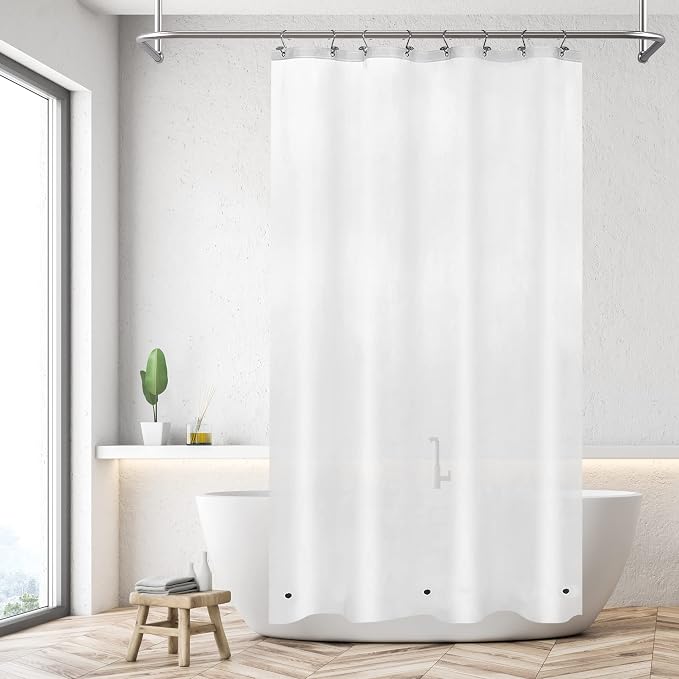 Mrs Awesome Stall Shower Curtain Liner with 3 Magnets 48 x 72 inch, PEVA 8G Thick & Heavy Duty Plastic Shower Curtain for Bathroom, Waterproof, 48x72, Frost