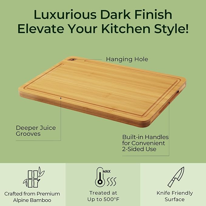 Keechee 4-Pcs Natural Wood Cutting Board Set Kitchen Tools with Juice Groove, Wooden Chopping Board for Meat, Fruit, Vegetables & Cheese (Pre Oiled, Natural)