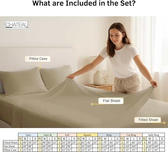 100% Organic Cotton King Bed Sheets Set - Luxury Sateen Weave 300 TC 4 Piece Deep Pocket King Sheets Fits Upto 17", GOTS Certified Naturally Cool Soft Breathable & Comfy Sheet & Pillowcase Sets,- Tan