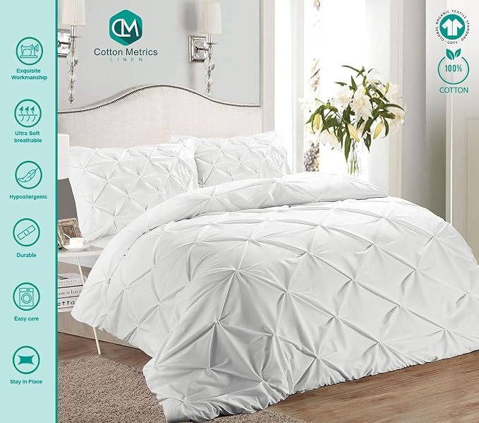 2 Pack Euro Pillow Shams 26x26 – 600 Thread Count 100% Organic Cotton Pinch White Square Pillow Covers with 2 Inch Flange, Soft & Smooth Premium Hotel-Quality Pillowcases Set of 2