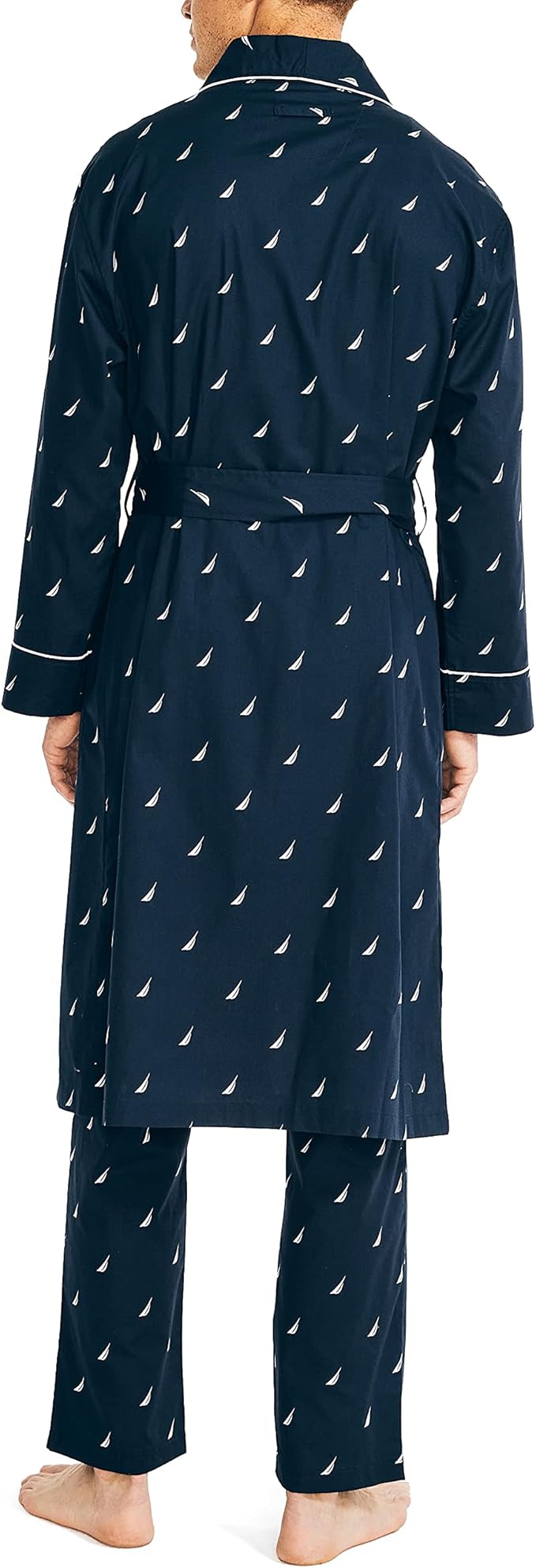 Nautica mens Long Sleeve Lightweight Cotton Woven Robe