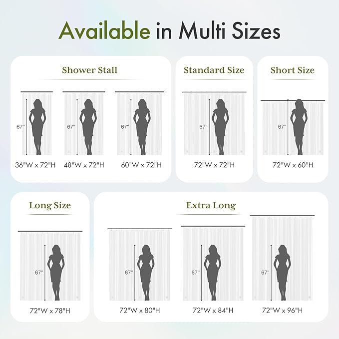 Bathway Shower Curtain Liner 2 Pack, Clear Shower Curtain Liner 72x84 PEVA Waterproof Shower Curtain Liner Plastic with 3 Stones and 12 Rustproof Metal Grommets, Lightweight Shower Liner for Bathroom