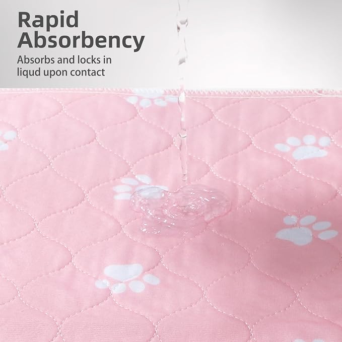 PUPTECK Washable Pee Pads for Dogs - Waterproof Reusable Puppy Potty Training Pads Whelping Mat - Fast Absorption Non-Slip Pet Food Feeding Mat (Pink, 36x41 Inch (Pack of 2))