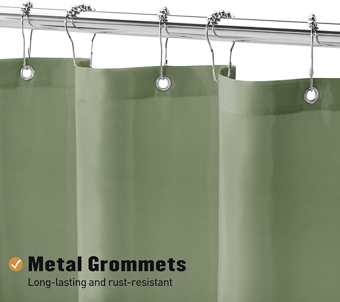 MitoVilla Stall Half Size Shower Curtain Liner, 36 x 72 Inch Fabric Bath Curtain Liner for Modern Hotel, Sage Green Shower Liners, Washable & Water Repellent