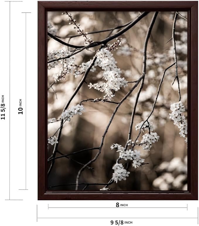 Monem Art Cherry Blossom Branch Photography Print - Moody Botanical Nature Art Poster - Wall Decor for Living Room, Bedroom or Office - 8x10 Brown Framed CANVAS Wall Art by Mareike Bohmer
