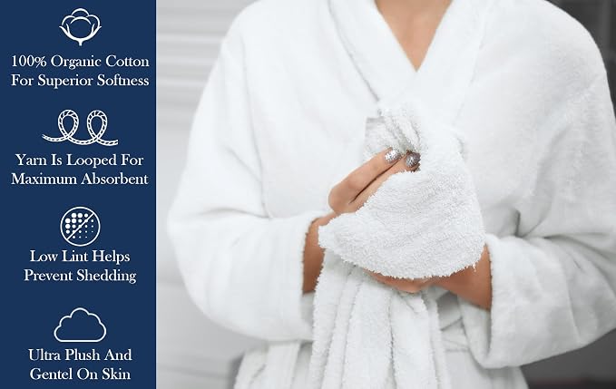 Organic Cotton Luxuriously Plush Hand Towel Pack of 2 | GOTS & OEKO-TEX Certified | Premium Hotel Quality Towels | Feather Touch Technology|650 GSM Long Staple|Soft, Quick Dry & Ultra-Absorbent