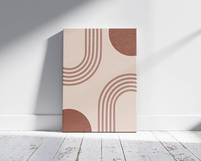 Zen Stacked Stones Wrapped Canvas Wall Art Minimalist Organic Circles Earth Tones Terracotta 16x20 Inch Gallery Stretched Spiritual Home Art Decor
