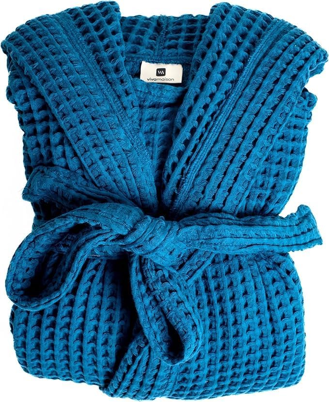 Unisex Hooded Waffle Robe for Women & Men 100% Turkish Cotton | Quick-Dry Bathrobe | Cozy Housecoat for Lounging
