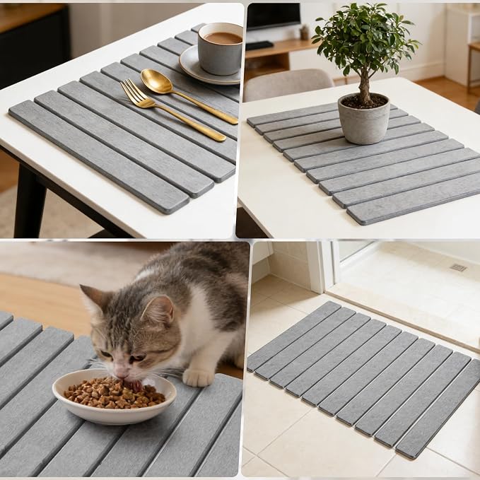 2 PCS Gray Large Stone Dish Drying Mat for Kitchen Counter,diatomaceous earth drying mat kitchen，stone dish drying mat，folding marble dry dishes for Dishes, Cups and Utensils（20"×14" & 8"x4"），
