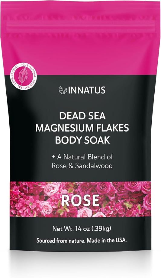 Pure Dead Sea Magnesium Flakes Clarity Soak – Relaxing & Replenishing 14oz Bath Soak – Infused with Infused with Natural Oils for Muscle Recovery (Rose)