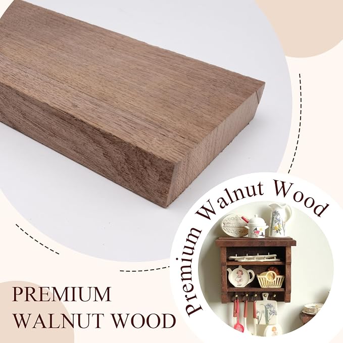 Walnut Lumber Sheets Unfinished Walnut Wood Sheets Thick Board for Crafts, Woodworking, Building Models and DIY Projects, Laser Cutting and Engraving CNC Cutting (17 x 4 x 7/8 Inch - 1PCS)