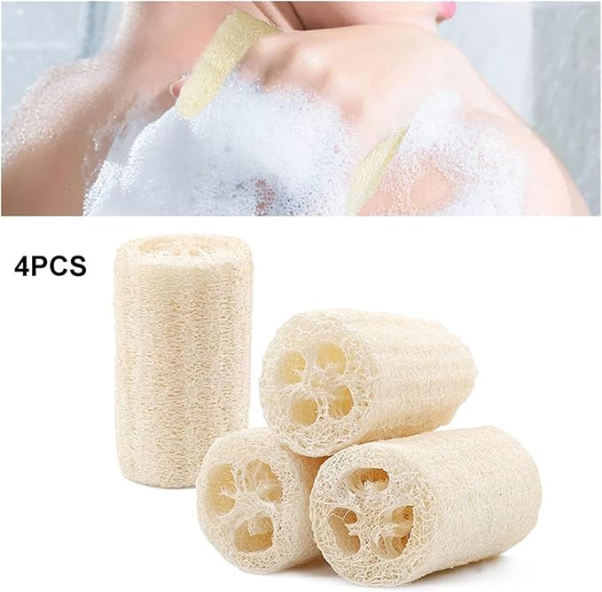 4Pcs/Pack Organic Loofahs Loofah Spa Exfoliating Scrubber Natural Luffa Body Wash Sponge Made 4 Inch