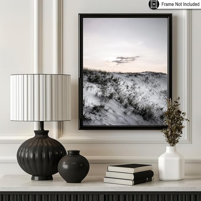 Monem Art Snowy Sand Dunes Landscape Print - Minimalist Winter Nature Poster - Wall Decor for Living Room, Bedroom or Office - 8x10 Unframed Wall Art by Mareike Bohmer