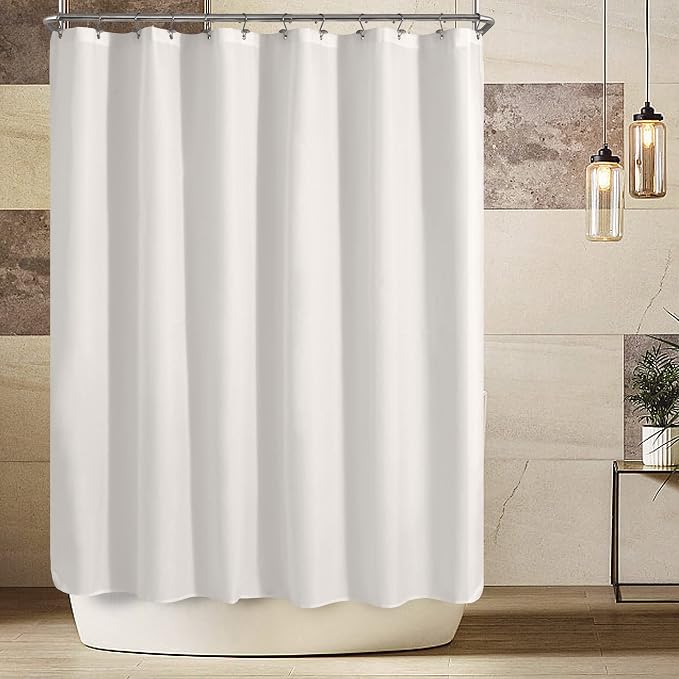 ALYVIA SPRING Extra Wide Fabric Shower Curtain Liner Waterproof - 108" x 72", Soft & Lightweight Wide Shower Curtain with Magnets, Machine Washable - 108x72, White