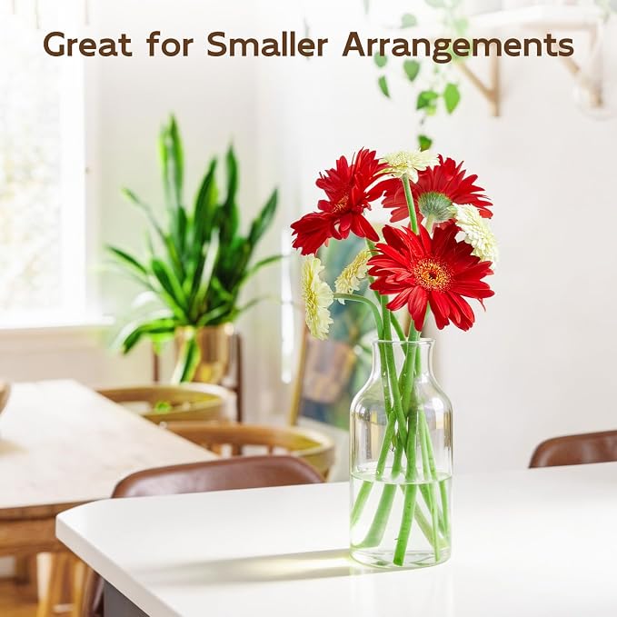 Clear Glass Vase, Small Glass Flower Vase, 7.6 inch Mini Vase for Home, Wedding, Living Room, Dining Table