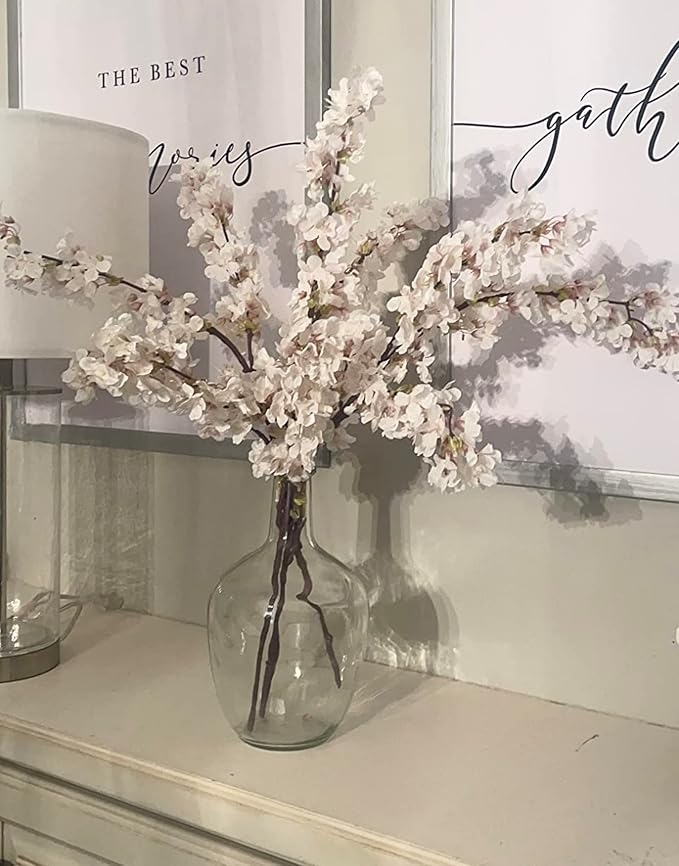 Hewory Large Glass Vase for Decor, 12in Clear Tall Farmhouse Decorative Floor Vase, Round Bubble Balloon Glass Jug Vases for Coffee Table Fireplace Mantel Entryway Living Room Bedroom Kitchen