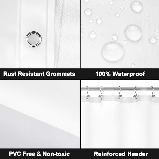 Barossa Design Frosted Shower Curtain Liner - Premium PEVA Shower Liner for Bathroom, BPA & PVC Free, No Chemical Smell, Lightweight Bath Curtain with 3 Magnets, Metal Grommets - Frost, Standard Size