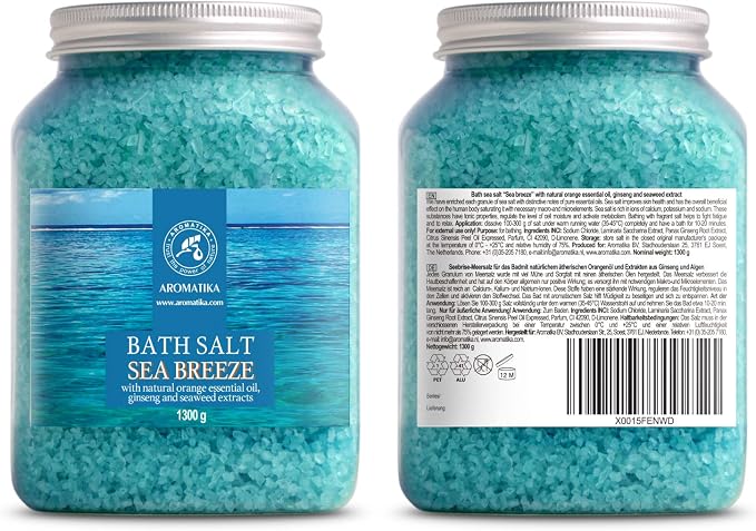 Bath Sea Salt Set 2X 46 Oz - Sea Breeze Salt - Natural Bath Sea Salts - Best for Relaxing - Calming - Body Care - Beauty - Aromatherapy
