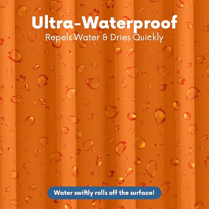 No Smell Shower Curtain Liner 72x72 Orange - PEVA Plastic Shower Curtain for Bathroom, PVC-Free Waterproof Orange Shower Liner with Metal Grommets and Magnet-Weighted Bottom Hem - Washable Liner