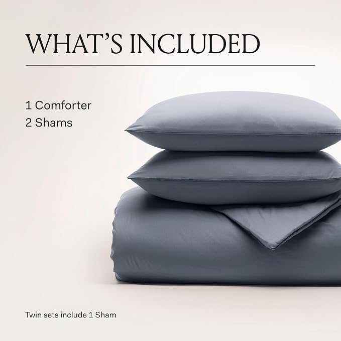 BOLL & BRANCH Signature Comforter Set - Twin/Twin XL, Sand - Duvet Insert and Cover in One Layer - Luxury Organic Cotton, Down Alternative, Hypoallergenic, All-Season - 1 Comforter and 2 Shams