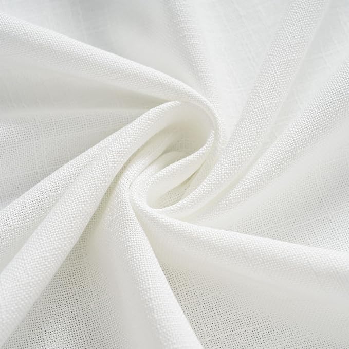 NICETOWN Thick Linen Curtains 108 inch Long 2 Panels Set, 55" Wide White Flax Linen Blend Organic Privacy Window Drapes Rod Pocket & Back Tab with Light Filtering for Bedroom/Living Room