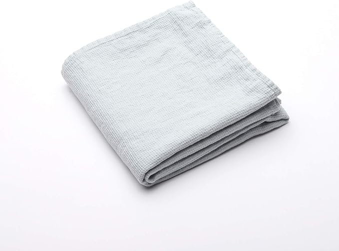 LinenMe Washed Waffle Bath Towel, 30 x 51, Ice Blue