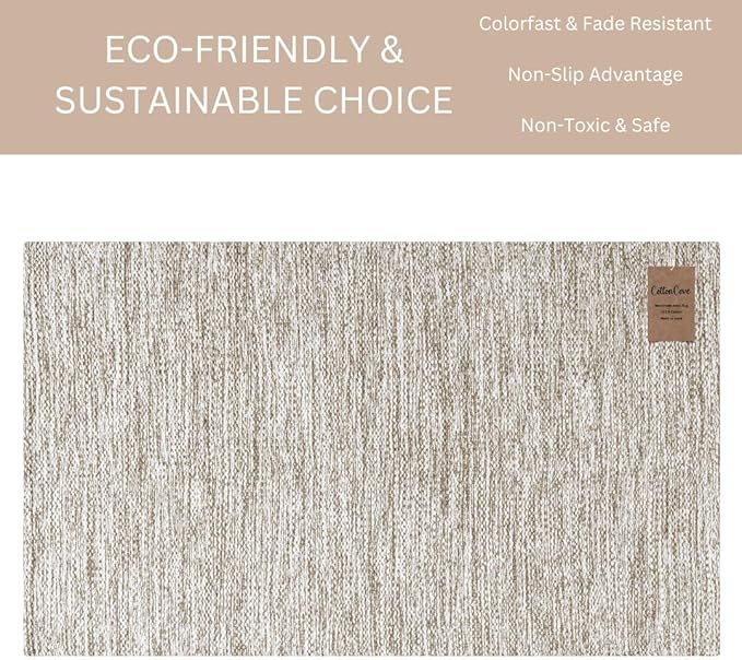 Hand Woven Area Rug 2x3 Feet - Rustic Farmhouse Boho Accent Rug for Living Room Bedroom Kitchen Entryway Floor Mats - Ideal for High Traffic Areas 100% Cotton Rag Rug Natural