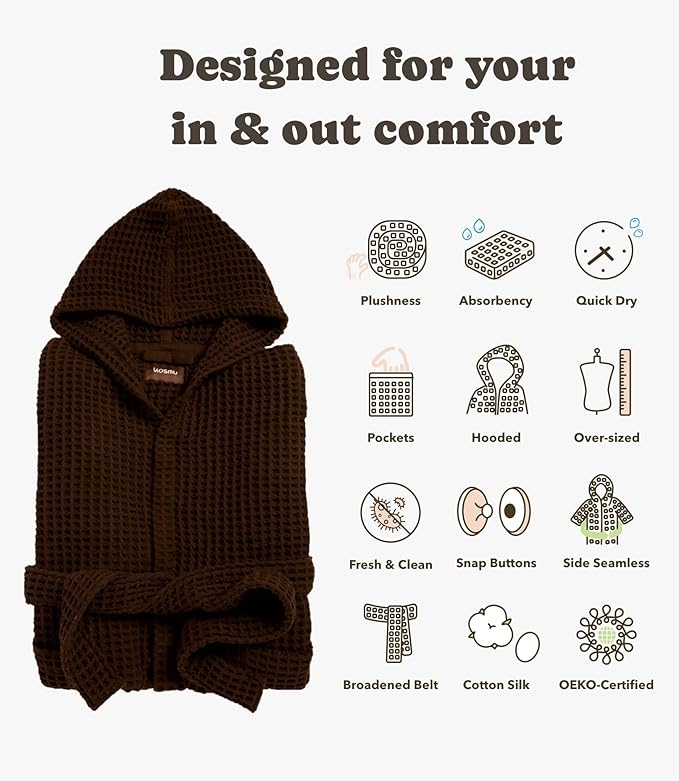 Luxury Organic Japanese Cotton Hotel & Spa Waffle Bathrobe for Men and Women (Hooded/Kimono)