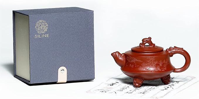 Zisha Teapot 8 Oz,Genuine Handmade Yixing Clay Tea Pot with Filter,Chinese Kung Fu Infuse Brew Tea Maker Set