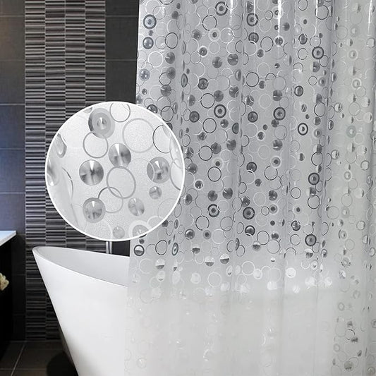 AooHome Plastic Shower Curtain Liner - EVA 3D Circle Pattern Design Water Repellent, 10G Heavy Duty, Semi Transparent, 72x84 Inch