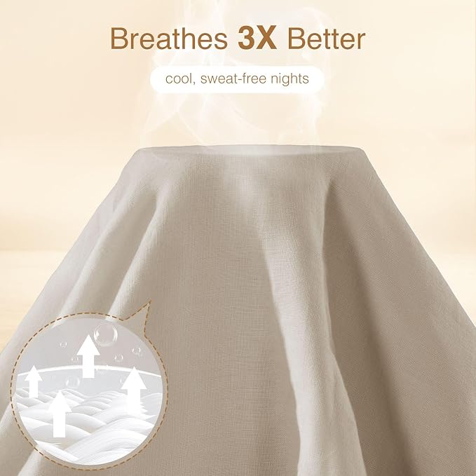 SONORO KATE 100% French Linen Duvet Cover King Size, Soft Breathable for Hot Sleepers, Moisture Wicking & Durable Cover Set - Zipper Closure & 4 Corner Ties Duvet Covers 3 Piece (Linen,King)