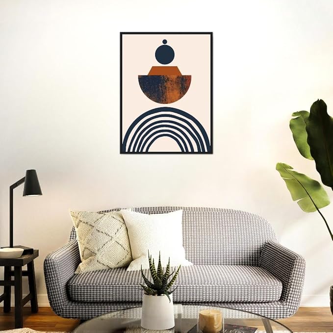 Moonow7 Abstract Neutral Boho Geometric Print, Minimalist Aesthetic Wall Art for Living Room, Hallway, and Entryway, Small Poster in Warm Earth Colors, Unframed Size A4 8x12” / 21x29.7 cm