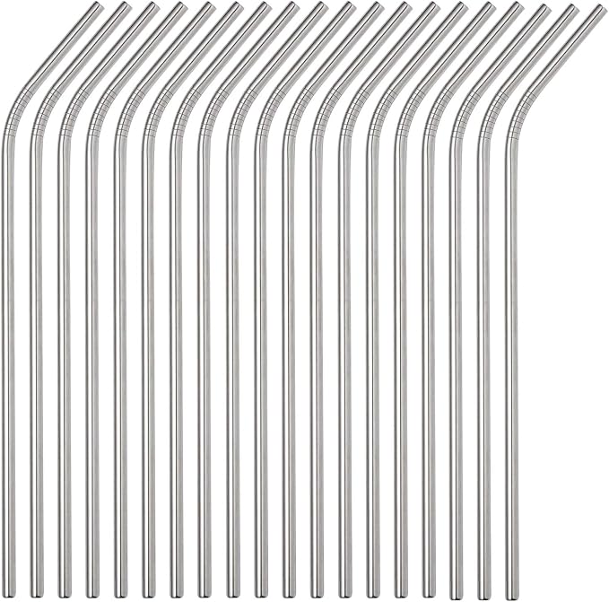 Reusable Metal Bent Straws 50pack in Bulk,10.5inch Stainless Steel Drinking Straws for 30oz/20oz Tumblers Yeti Cups Child Metal Straws(New All bent 50pcs -10.5" Silver)