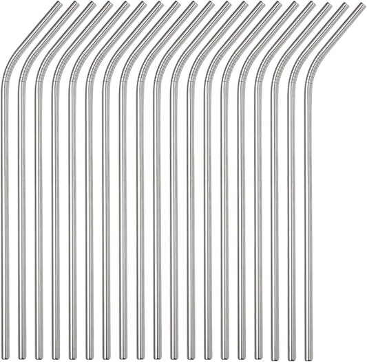Reusable Metal Bent Straws 50pack in Bulk,10.5inch Stainless Steel Drinking Straws for 30oz/20oz Tumblers Yeti Cups Child Metal Straws(New All bent 50pcs -10.5" Silver)