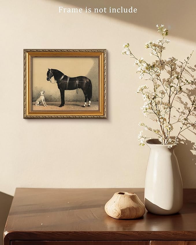 Vintage Horse Wall Art for Home Decor, Rustic Farmhouse Wall Decor Horse Canvas Artwork, Classical Animal Farm Aesthetic Picture Poster Equestrian Wall Art for Bathroom, Living Room, Desktop - 8x10Inch Unframe