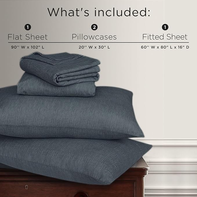 Briarwood Home® Heather Flannel Sheet Set, 100% Natural Cotton, Soft, Warm & Deep Pocket, Advanced Nano-Tech Making it Resistance to Pilling; Brushed 6 Times for Softness (Charcoal, Queen)