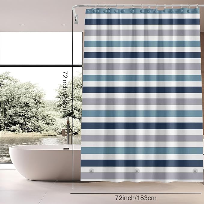 TIKABC Shower Curtain Liner, 4G PEVA Shower Liner, Plastic Waterproof Shower Curtains, 72x72 inch with Grommet Holes 3 Magnetic Weights
