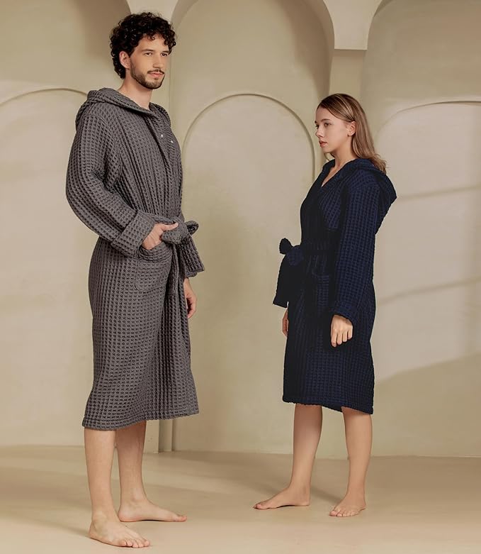 Luxury Organic Japanese Cotton Hotel & Spa Waffle Bathrobe for Men and Women (Hooded/Kimono)
