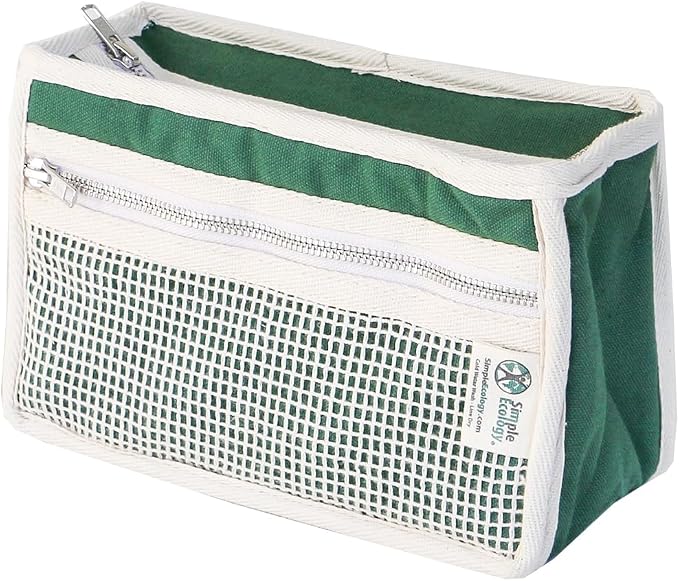 Simple Ecology Organic Cotton Canvas Padded Toiletry, Cosmetic, Travel Bag - Green