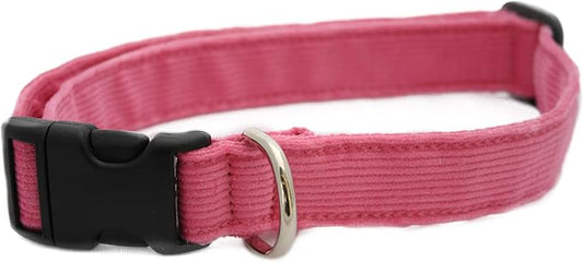 Hemp Corduroy Dog Collar - No Pattern (1/2" Extra Small, Pink)