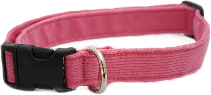 Hemp Corduroy Dog Collar - No Pattern (1" Large, Pink)